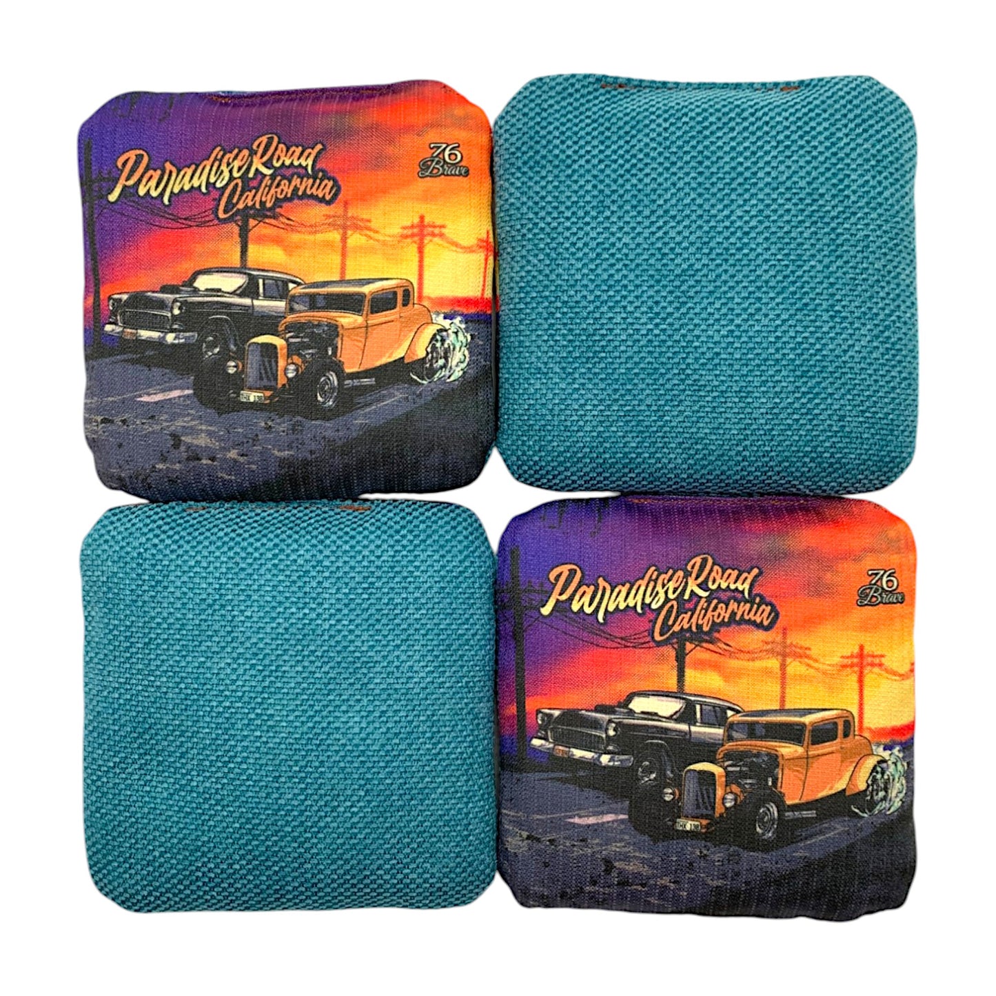 Paradise Road Drag Race Premium Pro Carpet Cornhole Bags | Speed 5/8 | Set of 4 - 76Brave Cornhole