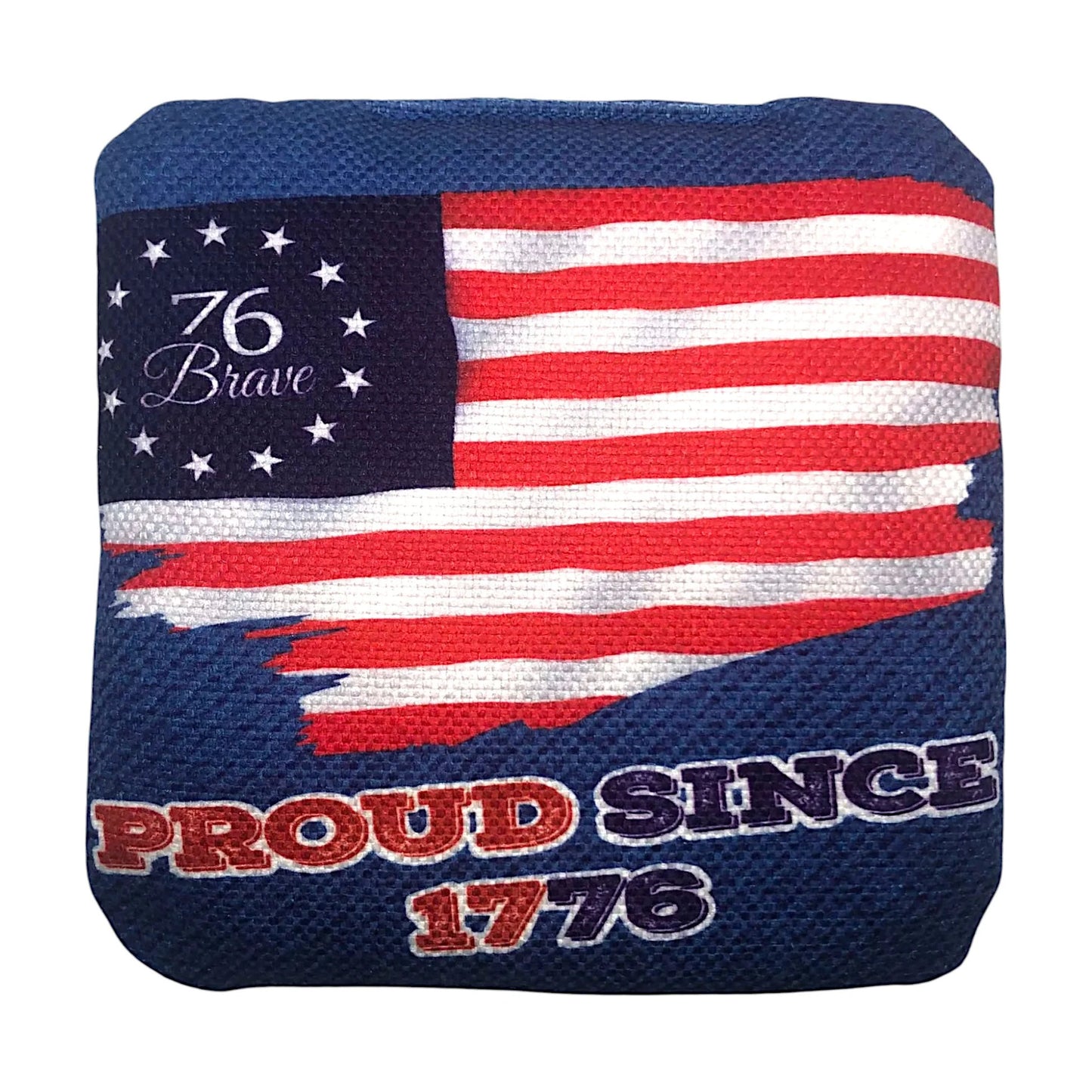 Betsy Ross Original carpet cornhole bags – front view – Patriotic flag design - 4th of July – speed 5/8 – 76Brave Cornhole