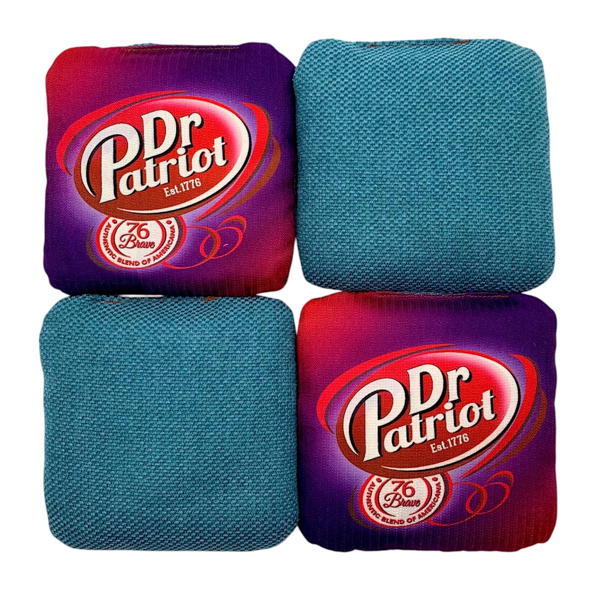 Dr Patriot America First 1776 pro carpet cornhole bags – purple – front and back view – speed 5/7