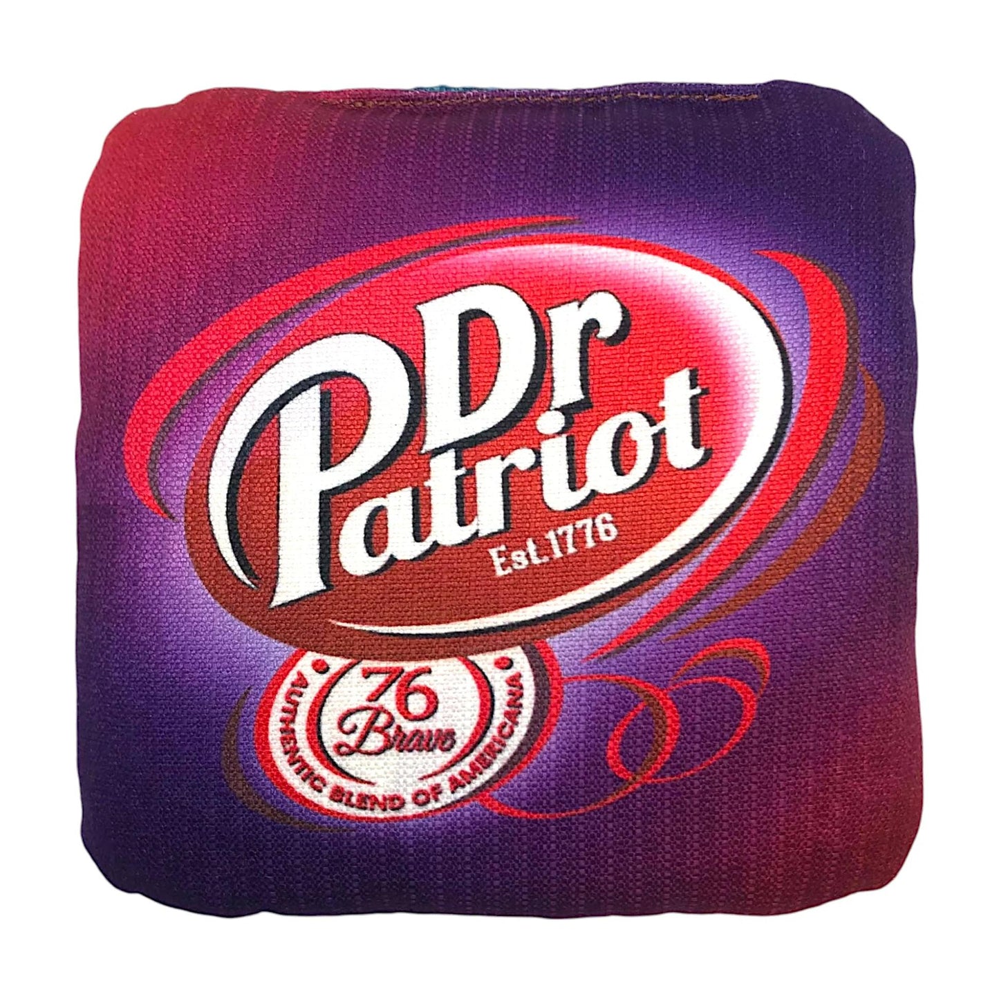 Dr Patriot America First 1776 pro carpet cornhole bags – purple – front view – speed 5/7 – 76Brave Cornhole
