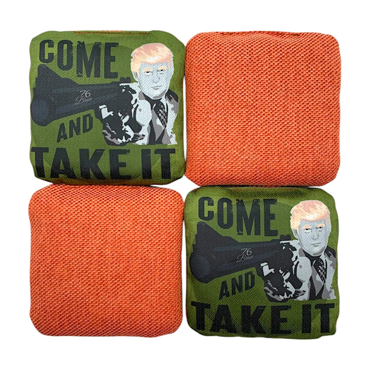 Magnum Force Trump Pro Carpet cornhole bags – front and back view – Come and Take It – speed 5/8