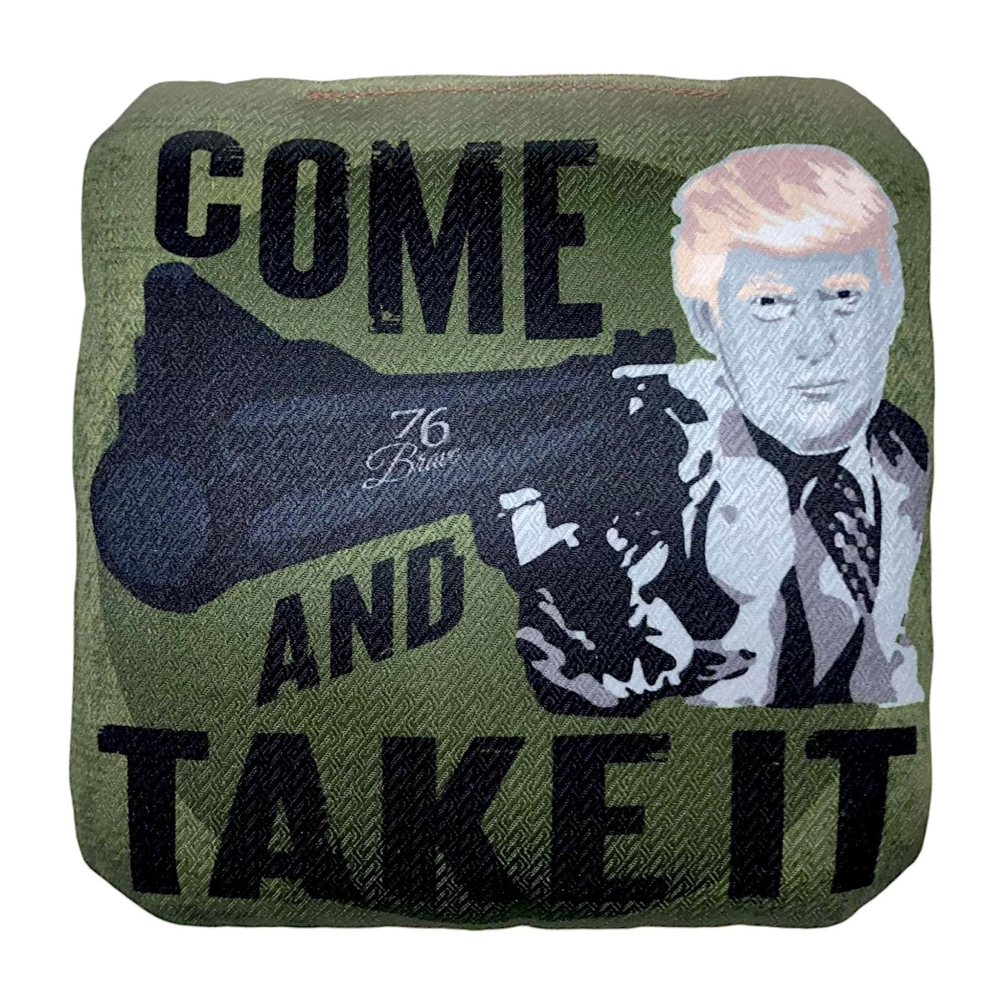 Magnum Force Trump Pro Carpet cornhole bags – front view – Come and Take It – speed 5/8 – 76Brave Cornhole