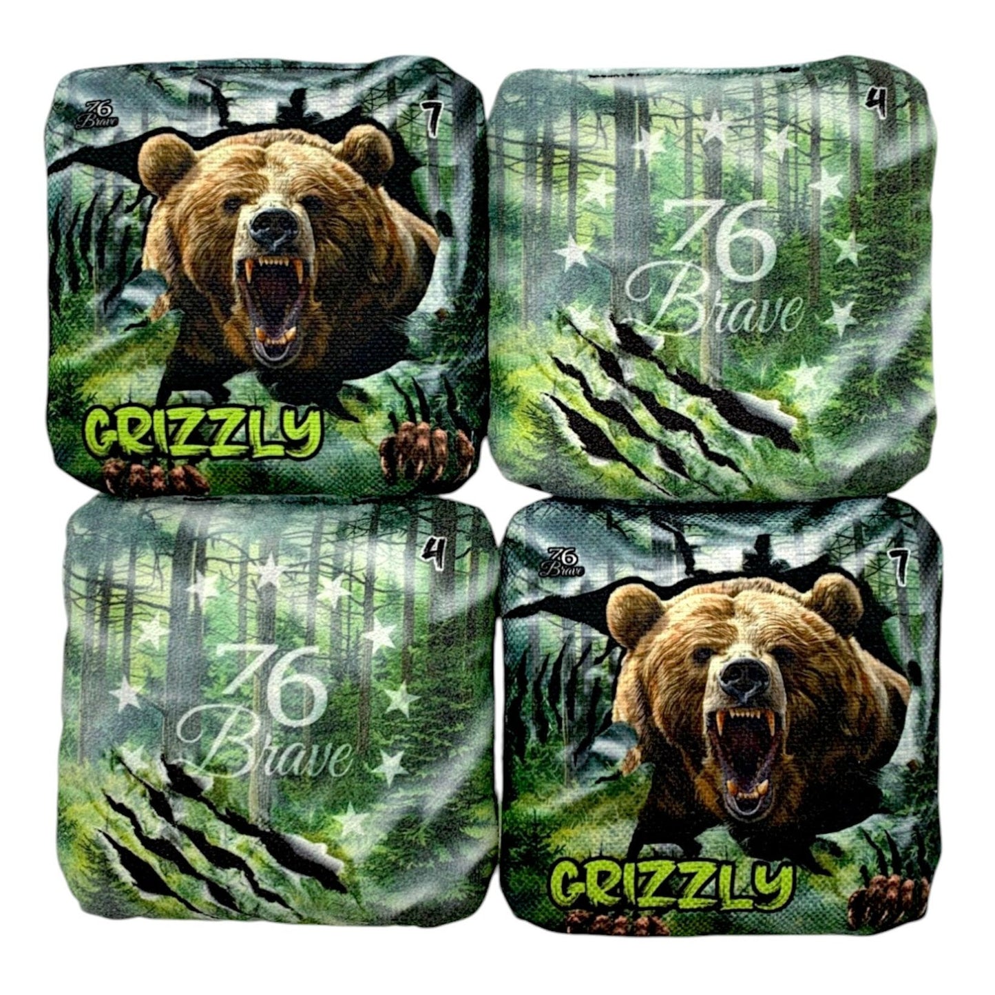 Grizzly Pro Power and Control | Dual Sided | Speed 4/7 | Set of 4 - 76Brave Cornhole
