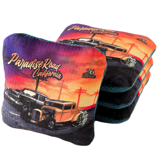 Paradise Road Drag Race Premium Pro Carpet Cornhole Bags | Speed 5/8 | Set of 4