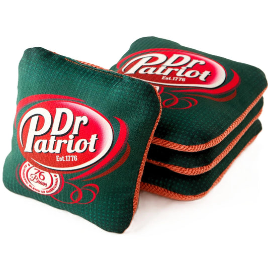 Dr Patriot America First 1776 pro carpet cornhole bags – green – front stack – speed 5/7 – 76Brave Cornhole