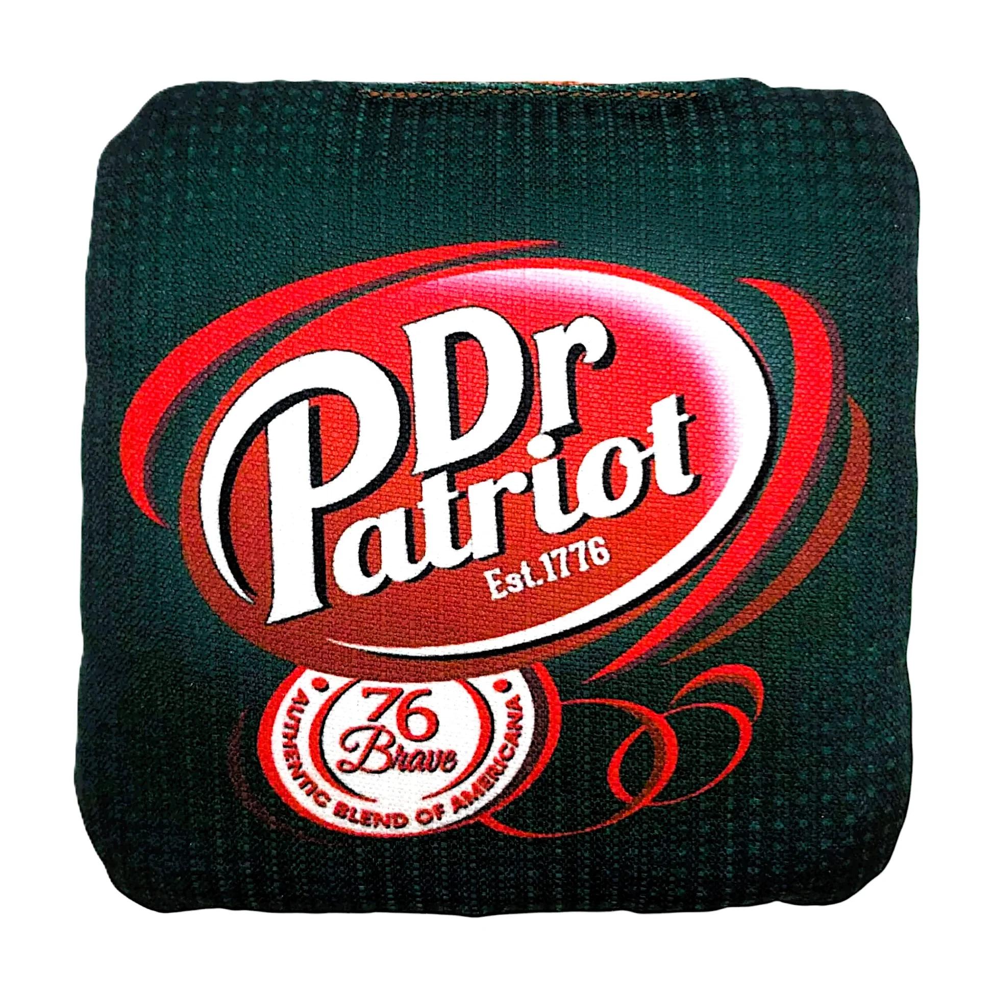 Dr Patriot America First 1776 pro carpet cornhole bags – green – front view – speed 5/7 – 76Brave Cornhole