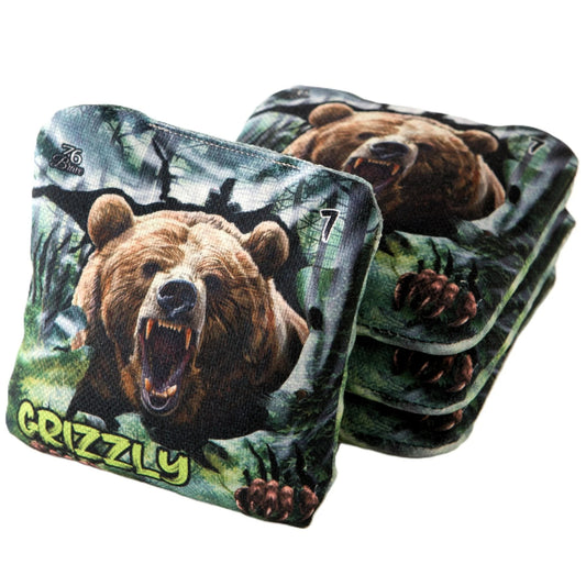 Grizzly Pro Power and Control cornhole bags – front stack – California dual-sided set of 4 – speed 4/7 – 76Brave Cornhole