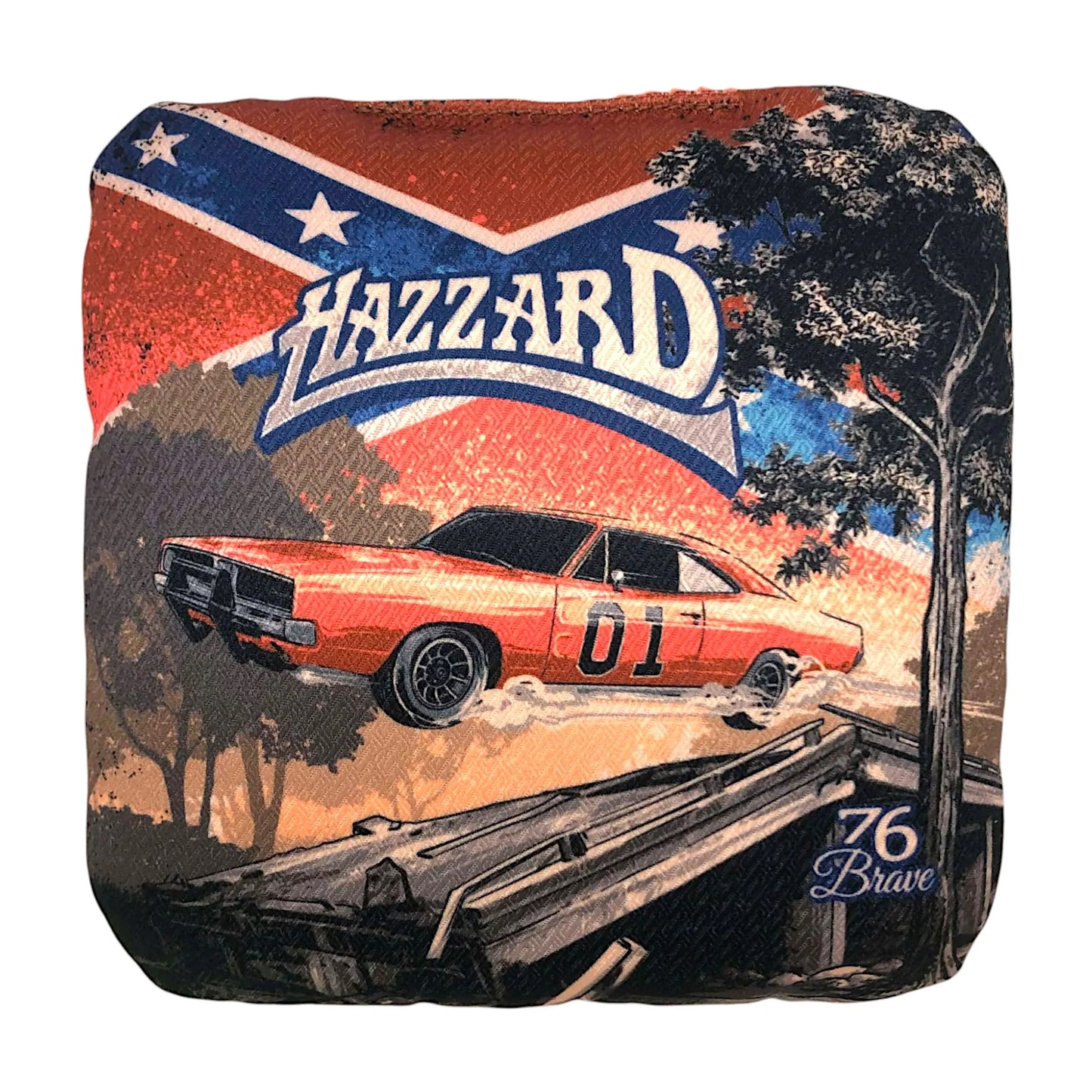 Hazzard Premium Pro cornhole bags – front view – 1969 Dodge Charger – Dukes of Hazzard – speed 5/8 – 76Brave Cornhole