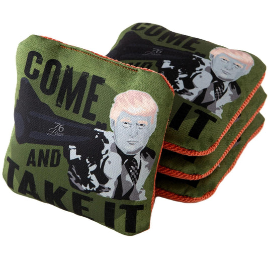 Magnum Force Trump Pro Carpet cornhole bags – front stack – Come and Take It – speed 5/8 – 76Brave Cornhole