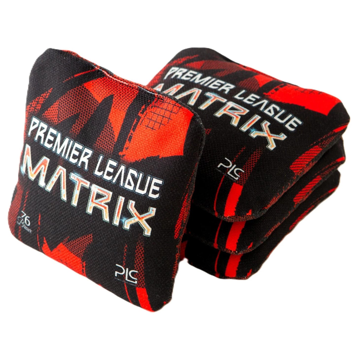Premier League PLC Matrix Pro Series cornhole bags – front stack – Burnt Orange – dual-sided – speed 5/7 – 76Brave Cornhole